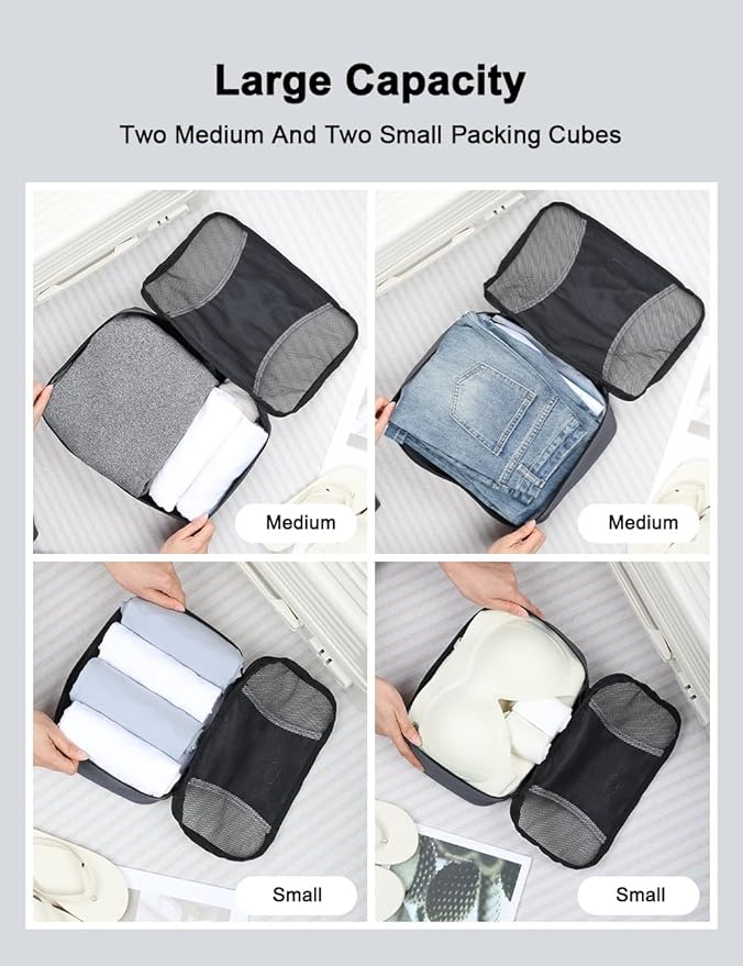 GOX Ultra Light 5 piece Packing Cubes Travel Luggage Organizer 1 Large 2 Medium 2 Small