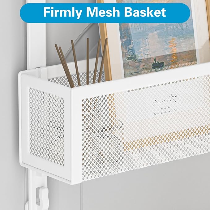 Over The Door Hooks Organizer, Door Hanger Towel Rack with 2 Baskets, Adjustable Over The Door Coat Rack, Back of Door Storag