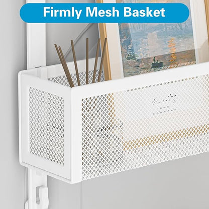 Over The Door Hooks Organizer, Door Hanger Towel Rack with 2 Baskets, Adjustable Over The Door Coat Rack, Back of Door Storag