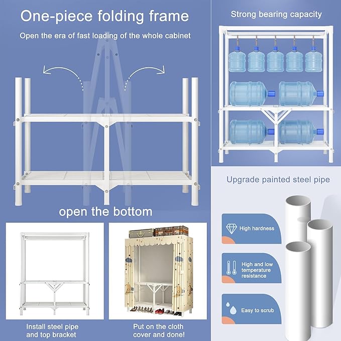 Portable Wardrobe Closet For Hanging Clothes, Installation-free Wardrobe, One-piece Folding Design,closet Organizer System,wa