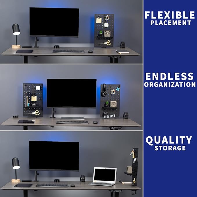 VIVO Steel Clamp-on Pegboard, 24 x 20 inch Magnetic Peg Board, Office Accessory Organizer, above or below Desk Placement, Bla