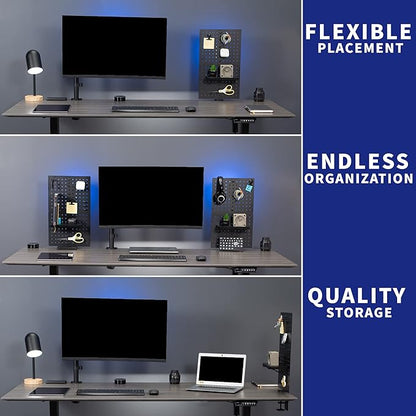 VIVO Steel Clamp-on Pegboard, 24 x 20 inch Magnetic Peg Board, Office Accessory Organizer, above or below Desk Placement, Bla