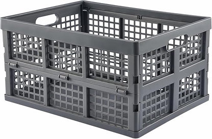 Aebeky 3-Pack Plastic Collapsible Storage Crates-30L,Foldable Plastic Crates for Storage (Gray)