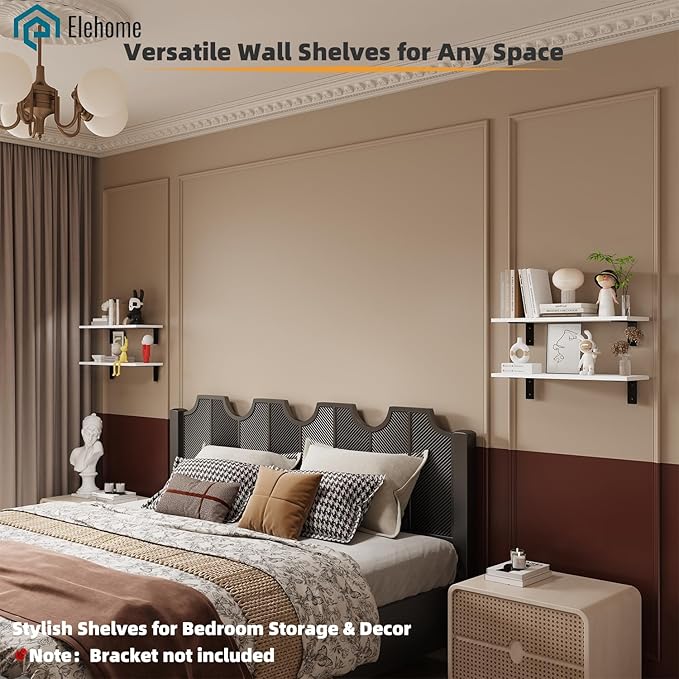 Floating Shelf Board for Wall 5/8" – No Brackets – 24" L x 10" W x 0.6" T White Melamine Wood Floating Shelves for Bathroom, 