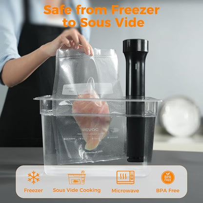 Wevac Vacuum Sealer Bags 11x16' Rolls 6 pack for Food Saver, Seal a Meal, Weston. Commercial Grade, BPA Free, Heavy Duty, Gre
