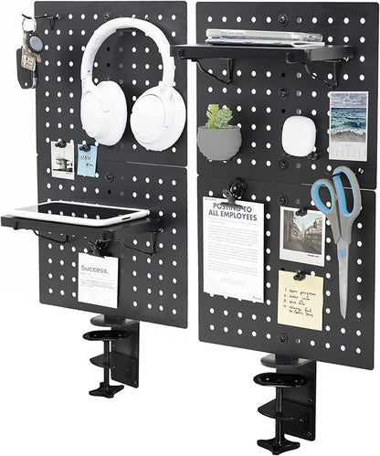 VIVO Steel Clamp-on Pegboard, 24 x 20 inch Magnetic Peg Board, Office Accessory Organizer, above or below Desk Placement, Bla