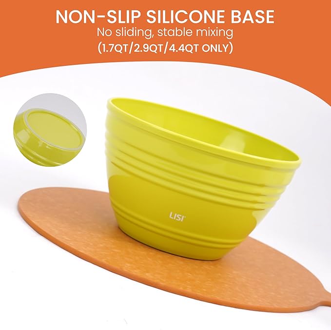 LISI 23Pcs Mixing Bowls Set with Lids, Airtight BPA-Free Nesting Bowls for Mixing, Baking, Cooking & Storage, Dishwasher Safe Serving Bowl, Includes Spatula, Spoons, Brush & Whisk