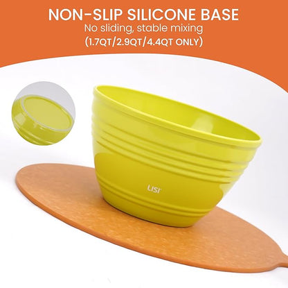 LISI 23Pcs Mixing Bowls Set with Lids, Airtight BPA-Free Nesting Bowls for Mixing, Baking, Cooking & Storage, Dishwasher Safe Serving Bowl, Includes Spatula, Spoons, Brush & Whisk