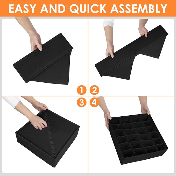 6 Pack Sock Underwear Drawer Organizer Dividers, 58 Cell Foldable Fabric Dresser Closet Organizers and Storage Bins for Cloth