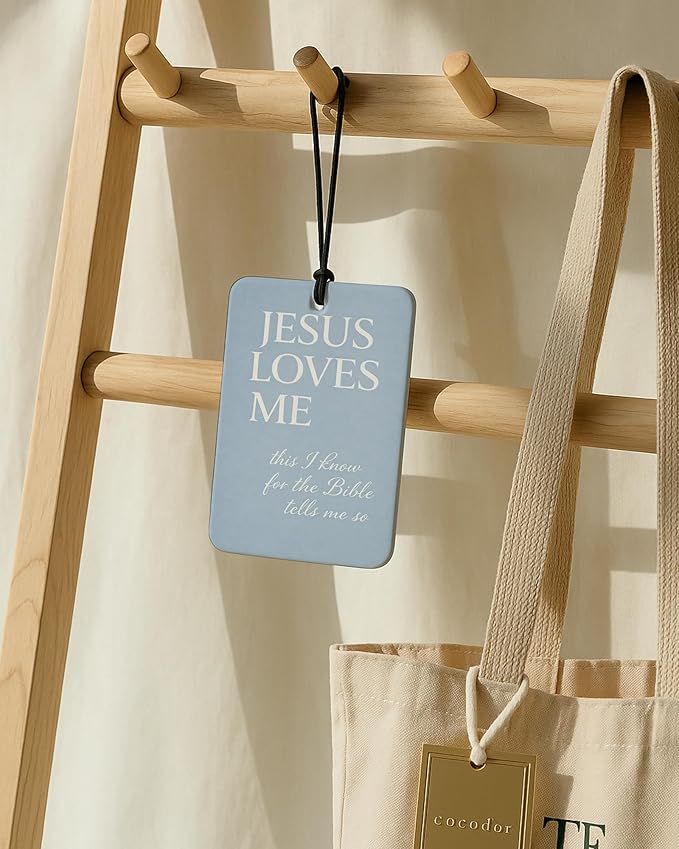 Blue Christian Car Air Freshener 4 Pcs, Preppy Blue Butterfly Tulip Religious Bible Verse Hanging Air Freshener for Closet Dr