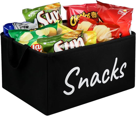 TNNTOPELE Snack Bin for Pantry - Snack Basket Organizer for Countertop - Imitation Linen Snack Storage Containers for Storing