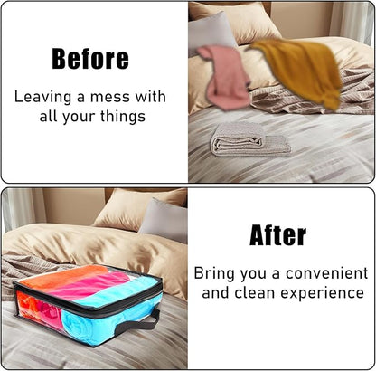 10 Pieces Large Clear Travel Packing Cube ，Clear Vinyl Zippered Storage Bags See Through Moving Bag Plastic Storage Bags PVC Multipurpose Pouch with Handle for Sweater Shirts Dress Storage