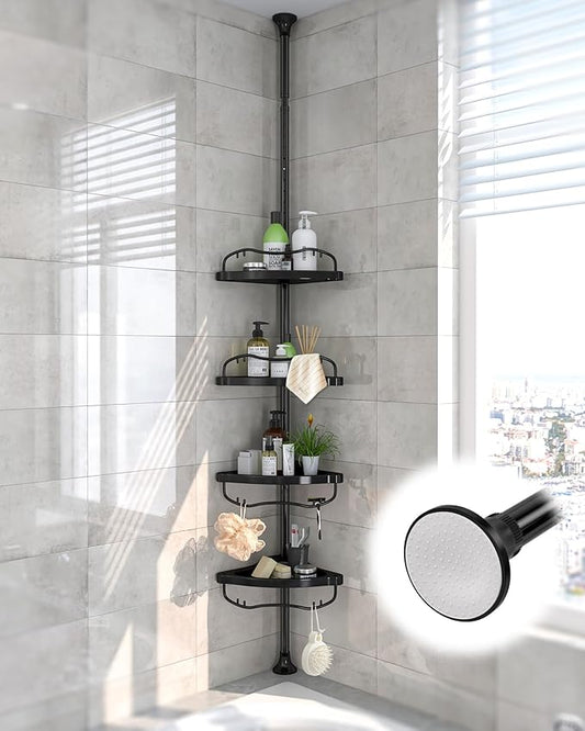 Lilyvane Corner Shower Caddy: Rustproof 125" Tension Inside Shower Organizer, Adjustable Bathroom Organizer Shelves for Batht