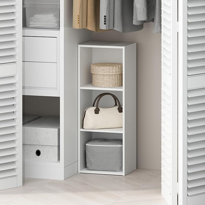 Furinno Reed Closet Organizers and Storage, 3-Tier Closet Organizer, Open Shelf Closet Storage, for Wardrobe, Bedroom, Living