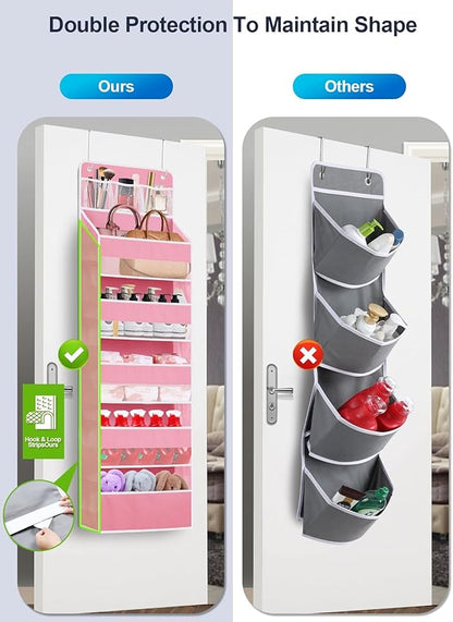 Over the Door Organizers Storage - 5 Shelf Hanging Storage shelves Door Organizer with Pockets, Anti Tilt 44 lb Load Behind D
