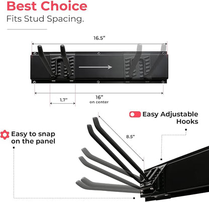 TIDYME Garage Tool Organizer Wall Mount - 96 inches - Sturdy Storage Rack with Adjustable Hooks, Anti-Rust - Easy Installatio