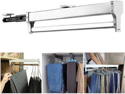 Pull Out Clothes Rail Extendable Clothes Rail - Sliding Wardrobe Closet Rod, Adjustable Wardrobe Clothing Rail, Pull Out Clot