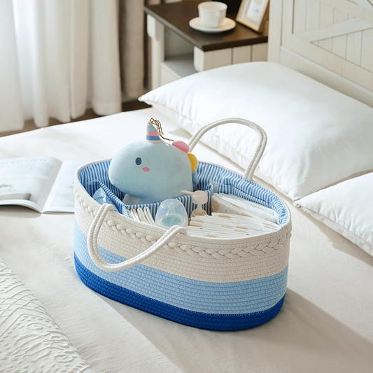 luxury little Diaper Caddy Organizer, Large Cotton Rope Nursery Baby Basket, Changing Table Organizer for Baby Diaper Storage