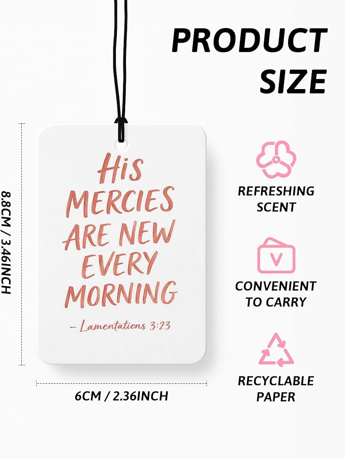 Pink Christian Jesus Air Freshener 4 Pcs, Coastal Seagrass Bow Bible Verse Religious Hanging Air Freshener for Cars Closet Dr