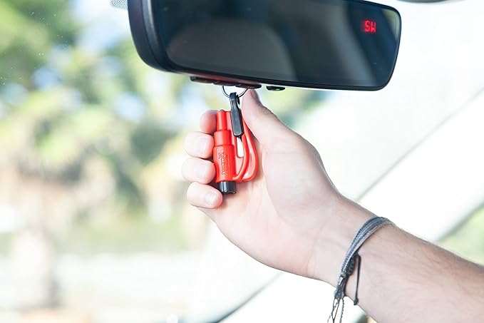 resqme The Original Emergency Keychain Car Escape Tool, 2-in-1 Seatbelt Cutter and Window Breaker, Made in USA, Family Pack o