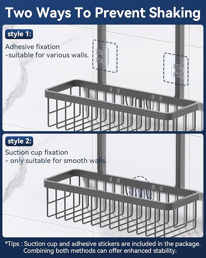 YASONIC Shower Caddy Hanging, Never Rust Shower Organizer Hanging, Aluminum Shower Racks for Inside Shower with Hooks for Raz