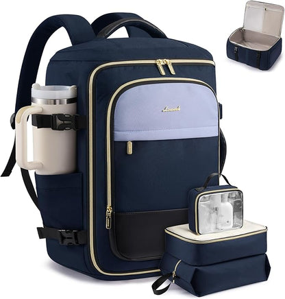 LOVEVOOK 40L Travel Backpack Carry on Flight Approved, Personal Item Bag with 3 Packing Cubes, Travel Backpack for Women Fits