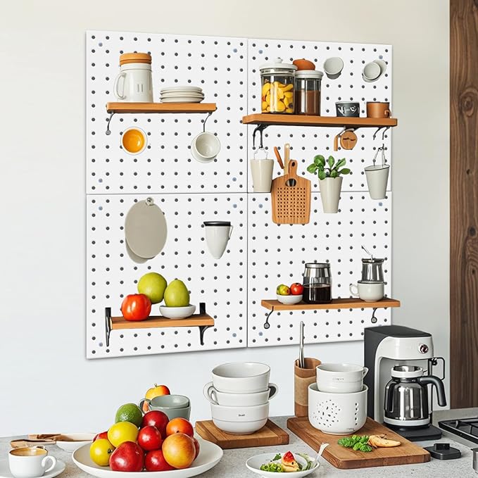4 Pack Steel Peg Board,Universal 1/8 and 1/4 Pegboard Accessories,Ideal for Garage Tool Storage, Office Organization, Craft R