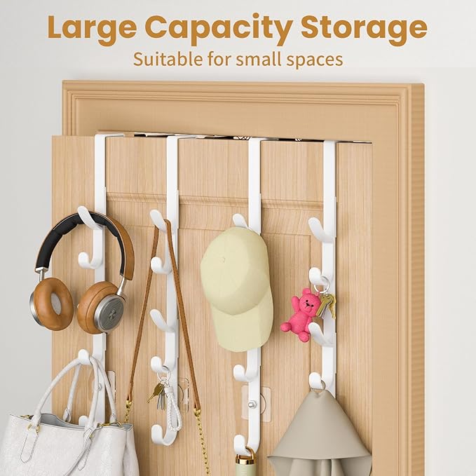 Over The Door Hooks, Metal Door Hooks for Hanging, Over The Door Purse Organizer for Coat Hanger, Back of Shower Door for Han