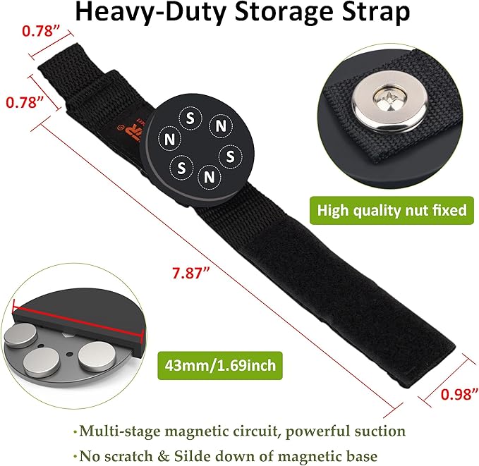 ULIBERMAGNET Strong Magnetic Storage Straps,Heavy Duty Magnetic Garage Storage Tool Organizer,Extension Cord, Cable, Rope,Too