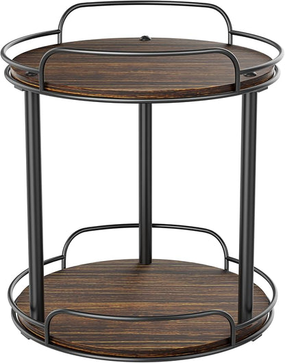LAMU 9.1'' Wood Lazy Susan Turntable Organizer for Cabinet, 2 Tier Lazy Susan Spice Rack Organizer for Kitchen, Table Top, Co