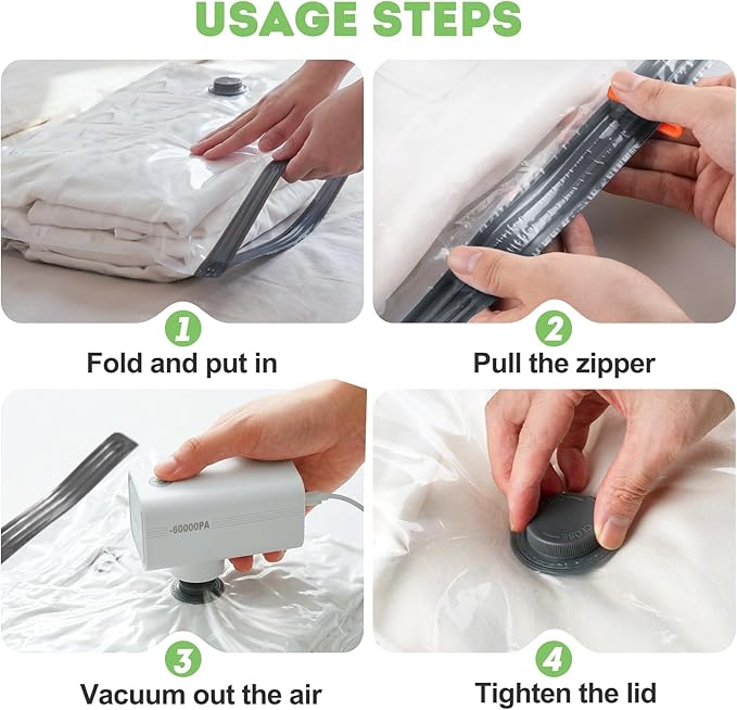Mapambo Vacuum Storage Bags with -60000Pa USB Pump, 9 Pack Vacuum Seal Bags for Clothing Travel in 3 Sizes, Travel Vacuum Bag