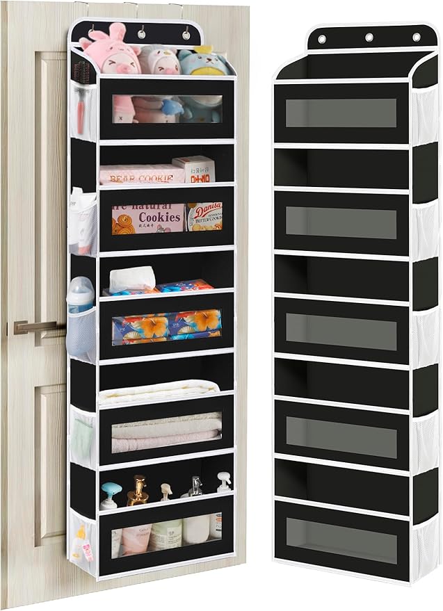 KYEVIS Over The Door Organizer, 5 Shelves Closet Door Hanging Organizer with 10 Mesh Pockets, Nursery Closet Organizers, Baby