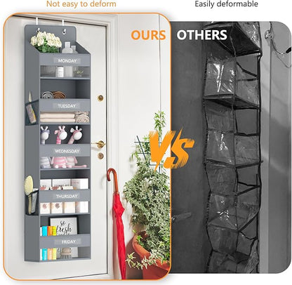 VERONLY Over The Door Organizer Storage, 5 Shelf Hanging Organizer with 4 Large Capacity Pockets, Anti Tilt 44 lb Load Behind