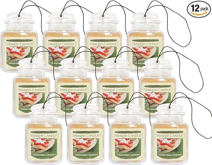 Yankee Candle Car Air Fresheners, Hanging Car Jar Ultimate, Neutralizes Odors Up To 30 Days, Christmas Cookie, 0.96 OZ (Pack 