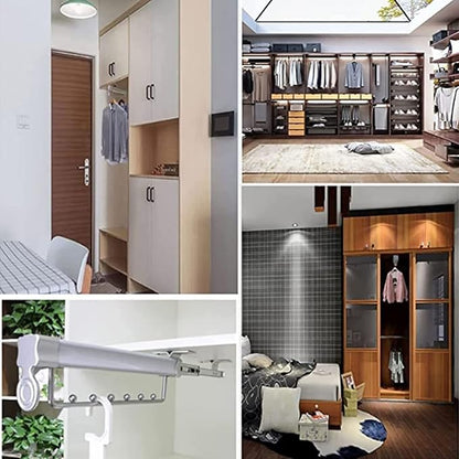 Pull Out Clothes Rail Extendable Pull Out Closet Rod - Wardrobe Pull-Out Trousers Rack, Pull Out Pants Rack Adjustable Closet