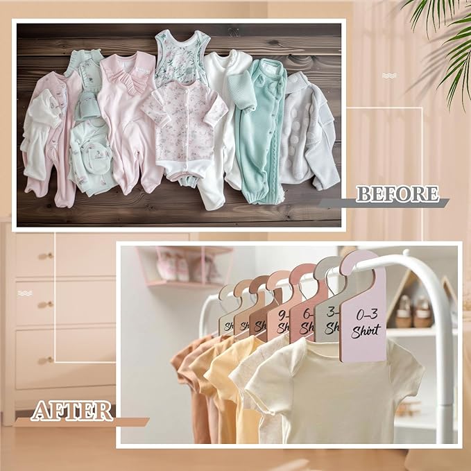 Patelai 14 Pcs Blank Wooden Clothing Rack Divider with Marker Pen Closet Blank Organizers Hanger Separators Hanging Closet Di