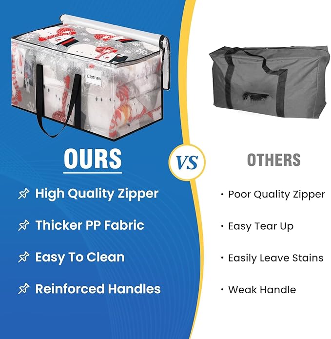 RoomHacks Clear Heavy Duty Extra Large Moving Bags, Reinforced Handle and Double Zipper, Storage Bags Alternative to Moving B
