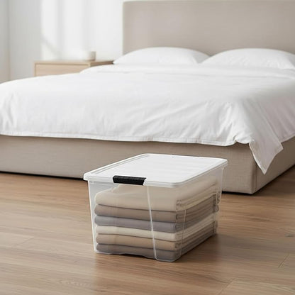 IRIS USA 72 Qt Stackable Plastic Storage Bins with Lids, 8 Pack - BPA-Free, Made in USA - See-Through Organizing Solution, La