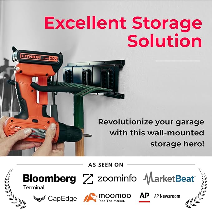 TIDYME Garage Tool Organizer Wall Mount - 96 inches - Sturdy Storage Rack with Adjustable Hooks, Anti-Rust - Easy Installatio