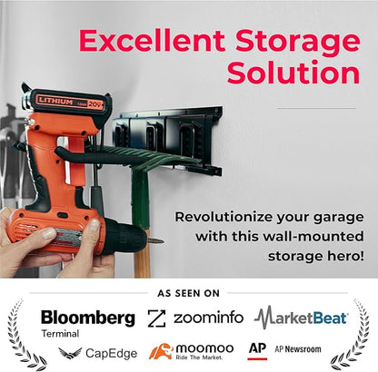 TIDYME Garage Tool Organizer Wall Mount - 96 inches - Sturdy Storage Rack with Adjustable Hooks, Anti-Rust - Easy Installatio