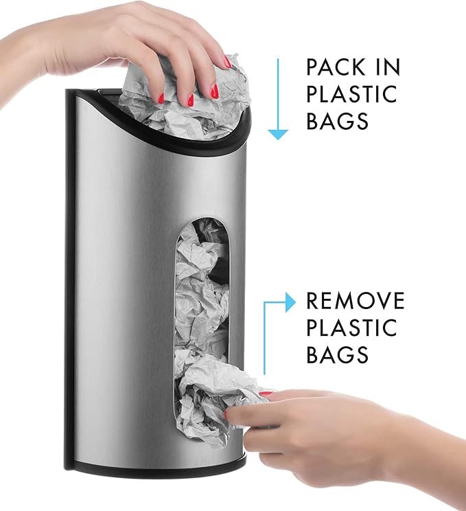 Fox Run Bag Saver, Stainless Steel Plastic Bag Storage, 12"