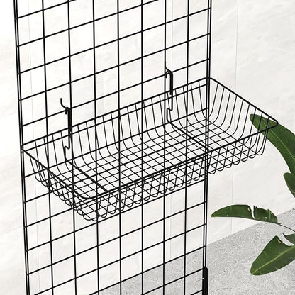 23.6" L x 11.8" D x 3.9" H - 6 pcs Black Wire Baskets for GridWall and SlatWall - Merchandiser Baskets,Grid wall Shelves Hang