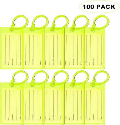 100 Pack Luggage Tags for Suitcases, Airplane Travel Essentials for Flying, International Travel Must Haves, and Luggage Acce