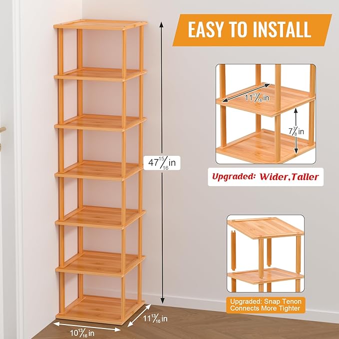 MHXW SXPN Bamboo Free Standing Shoe Rack Shelf Multi Tier Tall Wooden Stackable Shoes Rack Organizer for Closet Front Door En