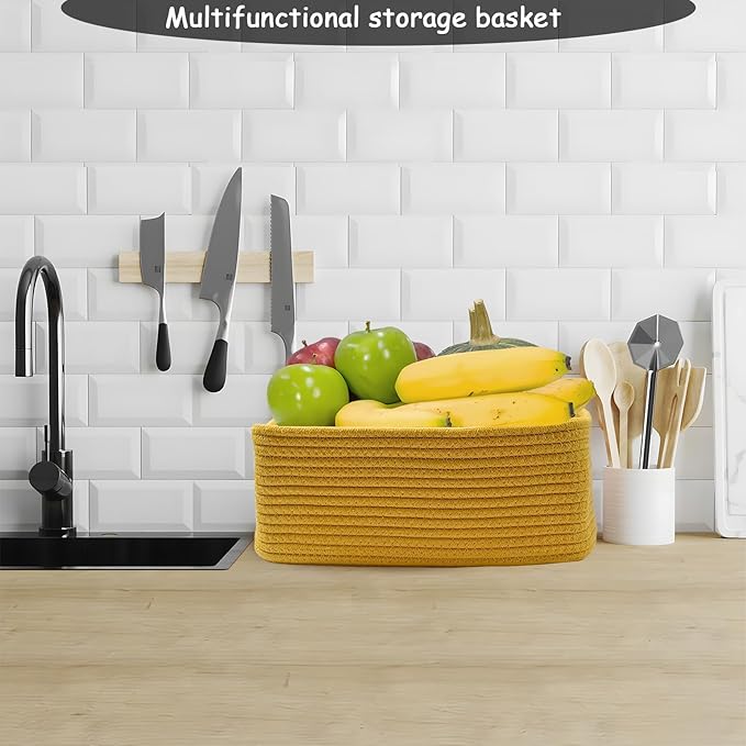 COMFY-HOMI 11.5"x7.5"x4.7" Storage Baskets for Organizing | Cotton Rope Woven Basket | Toy Storage Bin Box | Basket for Shelv