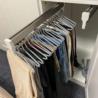 Extendable Clothes Rail with Sliding Track, Pull Out Closet Rod Adjustable 30-60cm Wardrobe Rail Clothes Rack, Wardrobe Organ