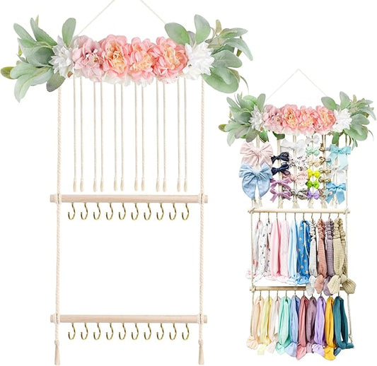 POVETIRE Headband Holder Hair Bows Organizer for Girls, Hair Accessories Display Storage Wall Hanging Decor for Baby Nursery 