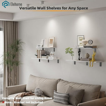 Floating Shelf Board for Wall 5/8" – No Brackets – 24" L x 10" W x 0.6" T White Melamine Wood Floating Shelves for Bathroom, 