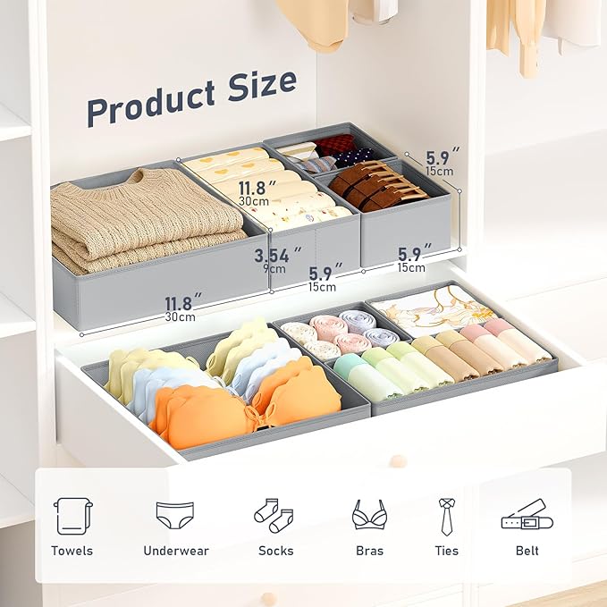 DIMJ Drawer Organizer Clothes Storage - 21 Pack Baby Dresser Organizer for Nursery Closet Organization, Fabric Drawer Organiz
