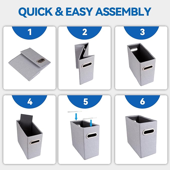 2 Packs Letter Size File Organizer, File Folders Organizer, Fabric Storage Box, Collapsible Paper Organizer with Metal Handle